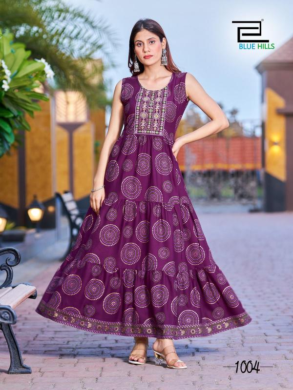 Blue Hills Cocktail Printed Long Anarkali Kurti Collection